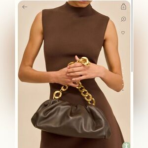 Cult Gaia Dulce Bag Luxury Gold-Chain Dark Brown Women’s Shoulder Bag